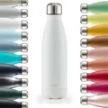 Blumtal Trinkflasche 750 ml Edelstahl - auslaufsichere Isolierflasche - BPA-freie Trinkflasche kalt & warm - doppelwandige Insulated Bottle - rostbeständige Isolierflasche Weiß