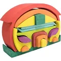Bauhaus Bauklötze Bausteine Holzhaus Holzbausteine Motorikspielzeug Waldorfpädagogik aus Naturholz Runddach Rotes Haus
