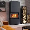 Eck-Kaminbausatz Kratki SIMPLE BOX 8 kW schwarz Kamineinsatz mit Verkleidung