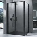 Mai & Mai Duschkabine Duschabtrennung mit Drehtür 100x120x195cm Hebe-Senk-Mechanismus 8mm ESG-Sicherheitsglas Nano-Beschichtung Rav66K Schwarz