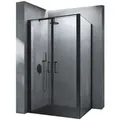 Mai & Mai Eckdusche Eckduschkabine Duschabtrennung Drehtür Schwarz 8 mm ESG Nano R66, BxT: 120x100 cm, Hebe-Senk-Mechanismus,15 mm Wandausgleich,Magnetdichtung 120 cm x 195 cm x 100 cm