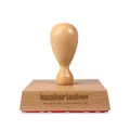 Personalisierter Holzstempel mit eigenem Text oder Logo, 70mm breit