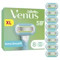 Gillette Venus Extra Smooth Rasierklingen Damen, 8 Original Ersatzklingen für Rasierer mit ihren 5 Klingen Eine Langanhaltende Rasur