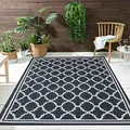 VIMODA Teppich In- und Outdoor Flachgewebe Terrasse Balkon Wetterfest Wintergarten Robust Marokkanisch geprägtes Design,Maße:60x100 cm;Farbe:Blue