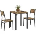 HOMCOM 3-teilige Essgruppe Esszimmergruppe mit Metallgestell Esstischset - Schwarz/Braun