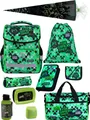 Familando Schulranzen-Set 10-teilig BASIC-PLUS Schultasche GAMER PIXEL ab der 1. Klasse