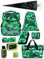 Familando Schulranzen Basic Plus 1.-4. Klasse ergonomisch, leicht, Volumen 15 Liter (Set, 10-tlg., inkl. Sporttasche und Schultüte / Zuckertüte 85cm), Gamer Pixel Playworld Motiv