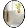 Costway Badezimmerspiegel, Schwarz, Glas, 61x2.5x61 cm, Badezimmer, Badezimmerspiegel, Badspiegel