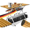 KESSER Campingtisch Klapptisch faltbar mit aufrollbarer Tischplatte (145x70cm klappbarer Tisch inkl. Tragetasche mit Trageband & Netztasche), Falttisch mit Aluminium-Rahmen - max. 100kg & rost- & kratzfest braun 70 cm x 70 cm x 145 cm