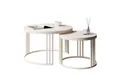 Lookway Couchtisch LORI 2in1 HOCHGLANZ, runder Couchtisch mit kaschmirfarbenem Gestell (2er Set), Durchmesser: ⌀70 cm und ⌀50 cm