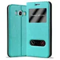 Cadorabo Schutzhülle für Samsung Galaxy J7 2016 Hülle in Türkis Handyhülle Book Case Cover Etui