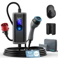 bokman Type 2 Charging Cable with CEE Plug, 10 Metres, 6-16A, 11 kW, 3-Phase, IP65 Waterproof, Portable EV Charger and Mobile Wallbox Charging Station for IEC 62196-2 with Carry Bag and Microfibre