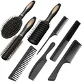 8-teiliges Haarbürsten Set für Haarpflege, Massage, antistatisch