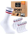 Socken Herren Damen Sportsocken Weiß 39-42 Tennissocken Gepolstert Atmungsaktive Baumwolle 5 Paar Retro Crew-Socken (Ringel Rot/Blau)