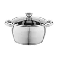 Florina Oliver 22 cm 4,8 L Edelstahltopf mit Glasdeckel | Für Induktion, Gas, Elektro, Ceran | Messskala innen | Spülmaschinengeeignet | Hitzebeständiger Deckel | Langlebig & robust
