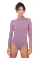 Evoni Damen String Body Langarm Bodysuit mit Halbkragen (M, Aschrosa)