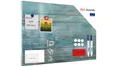ALLboards Metallische Magnettafel BLAUES BRETT VINTAGE HOLZ 60x40cm MetalBoards Memoboard für jede Art von Magneten Magnetpinnwand zum Beschriften + 2 Marker, 6 Magnete, Schwamm
