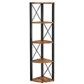 VASAGLE Eckregal mit 5 Ebenen, 160 cm hoch, Bücherregal, Standregal, Aufbewahrungsregal, für Wohnzimmer, Bad, Küche, Flur, einfache Montage, vintagebraun-schwarz LLS805B01