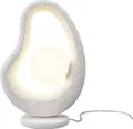 Nachttischlampe Beton Glas G9 38 cm hoch Weiß Kugel Schirm Modern Tischleuchte