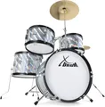 XDrum Junior Pro Kinder Schlagzeug Laser Silver - geeignet von 5-9 Jahren - Drumset mit komplettem Zubehör - inkl. Schule - Silber