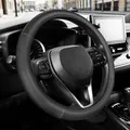 SEG Direct Lenkradbezug für Auto für Prius Civic Model 3 Model Y Camaro, kleine Größe 35,5-36 cm, Auto-Innenausstattung, schwarzes Mikrofaserleder