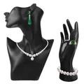 Set mit 2 Stück Schmuck-Mannequin-Präsentationsset, Kopfbüstenhalter, Mannequin, Ohrringständer, weibliche Schaufensterpuppe, Handpuppe, Armband, Ringständer, Show, Heimdekoration, Schwarz
