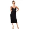 Donna Negligé Jasmine (Set, 1-tlg., 1-teilig) Damen Sleepshirt Neglige Schlafshirt Viskose Spitze Wadenlang lila|schwarz 38/M
