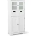COSTWAY Badschrank mit 2 Schubladen und 4 Türen, Badezimmerschrank mit verstellbaren Regalen, Badkommode Aufbewahrungsschrank für Badezimmer, Kü... - Weiß
