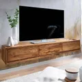 WOHNLING Lowboard Hängend Sheesham Massivholz 160x25x35 cm TV-Schrank Braun Fernsehtisch mit Stauraum Fernsehschrank Wand Modern TV-Kommode