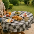 texpot Wachstuch 140 cm rund mit Streifen abwaschbar mit Saum Polyester Gartentischdecke