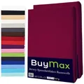 Buymax Spannbettlaken 2-er Set, Doppelpack, Bettlaken, Jersey 100% Baumwolle, Gummizug: rundum, (2 Stück), Pflegeleicht und Atmungsaktiv in Verschiedenen Farben und Größen rot 90 cm x 200 cm