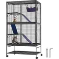 VEVOR 64,6" rollender Frettchenkäfig aus Metall, großer 4-stöckiger Critter Nation-Käfig, Kleintierkäfig mit Rampen und Tablett, einfach aufzu... - Schwarz