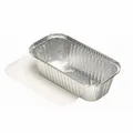 25 Aluminium-Behälter mit Deckel zum Einlegen aus Karton mit abgewinkelter PP-Folie, 1,5 l, 7 cm x 13 cm x 24,2 cm
