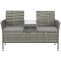 Svita Chicago Rattan-Bank Garten-Bank Lounge Sitzecke Grau