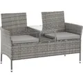 SVITA CHICAGO Rattan-Bank Garten-Bank Lounge Sitzecke Grau - Grau