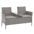 SVITA Chicago Sitzbank Polyrattan Garten-Bank Rattan Gartenmöbel Grau