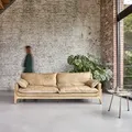 Sofa 3-Sitzer aus Leder und Leinen Woodnest Cheyenne