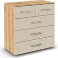 rauch Kommode Gamma (Breite 80 cm / Höhe 81 cm, verschiedene Griffvarianten/-Farben), mit fünf geräumigen Schubladen in verschiedenen Größen MADE IN GERMANY