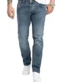 Rock Creek Herren Jeans Regular Fit Stretch Jeans Männerhose Herrenjeans Denim Hosen Herrenhose Straight Cut Stonewashed RC-2275 Blau W33 L32