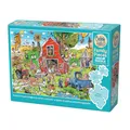 Cobble Hill 3847018 Verrückter Bauernhof, Familienpuzzle, 350 Teile Puzzle mit unterschiedlich großen Puzzleteilen inkl. Poster, Generationenpuzzle ab 9 Jahren, Wimmelbild