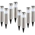 8er Set LED Solar Steckleuchte Gartenlampe Wegeleuchte Außenlampe IP44 Erdspieß Lampen Edelstahl silber