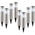 GLOBO LIGHTING LED Gartenleuchte, LED-Leuchtmittel fest verbaut, 8er Set LED Solar Steck Leuchten Garten Weg Außen Beleuchtung IP44 silberfarben