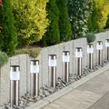 8er Set LED Solar Wegelampe Steckleuchte Außen Gartenlampe Solarleuchte silber