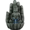 Intergarden Wasserspiel Zimmerbrunnen Mittelgroß Buddha 55cm mit Beleuchtung Schwarz