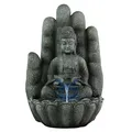 Zimmerbrunnen Buddha 55cm mit LED, Wasserspiel Wasserfall, Springbrunnen innen