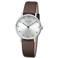 Regent Damenuhr Edelstahl-Armbanduhr Analog Lederarmband braun URBA861