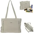 Handtasche Damen Shopper Maxi Alessandro A4 Microfaser Tasche groß 1594 Beige +e
