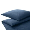elegante Jacquard Satin Bettwäsche Stars Navy 1 Bettbezug 155x220 cm + 1 Kissenbezug 40 x 80 cm