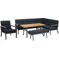 Gardissimo Dining-Ecklounge "Nabari XL" inkl. Ecksofa, Bank, Tisch und Kissen,anthrazit / braun,mit Sessel
