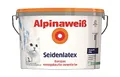 Alpinaweiß Seidenlatex in weißer Seidenglanz-Optik – strapazierfähige und atmungsaktive Wandfarbe – ergiebig, gut deckend & reinigungsfähig – 5 Liter